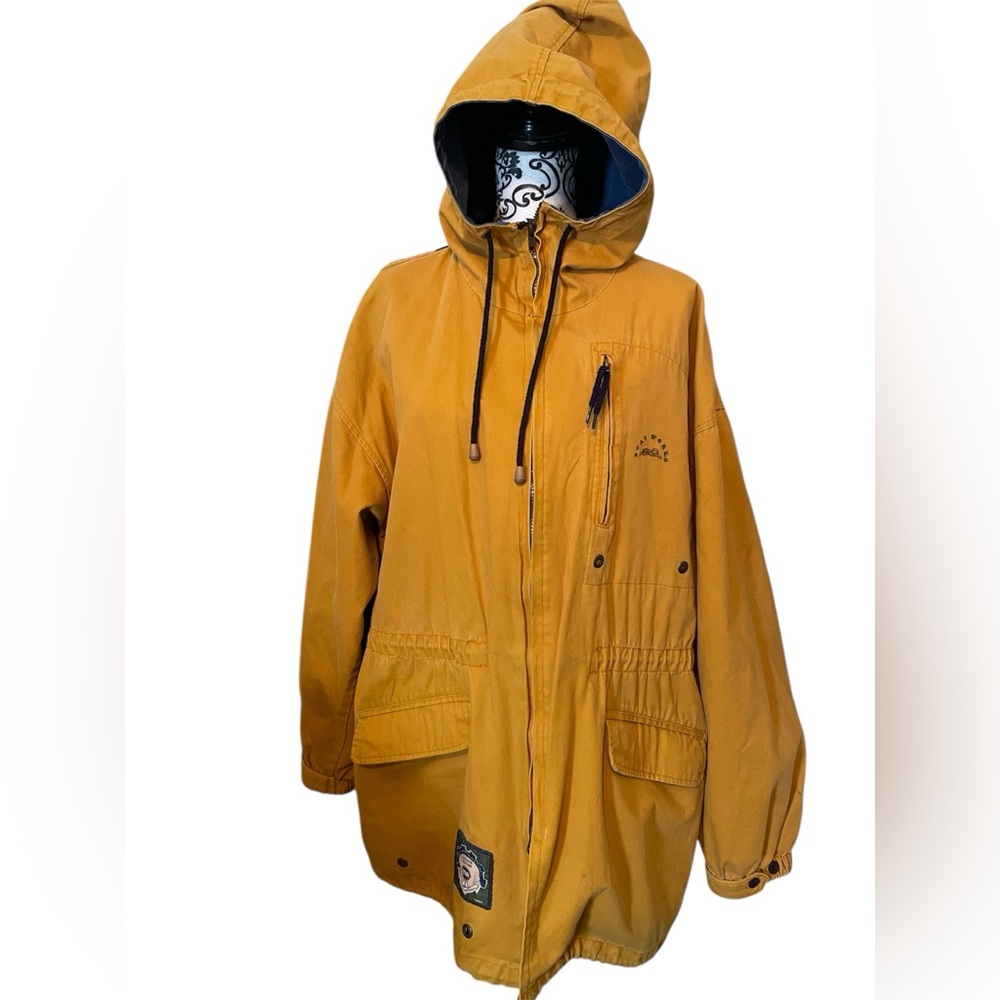 Boat Works Vintage M Yellow Cotton Jacket Hooded Nautical Sailing 80s/90s